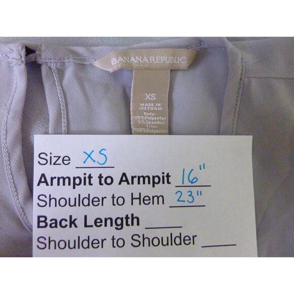 Banana Republic Pale Gray Blouse Chiffon Sheer XS Sheer Yoke Top Sleeveless Tank - Picture 5 of 5